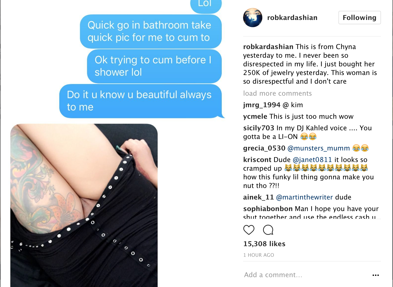NSFW: Rob Kardashian Leaks Nude Photos Of Blac Chyna As He Goes On Instagra...